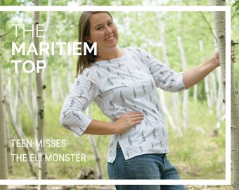 Tee Shirt Sewing Pattern-The Maritiem Top PDF Sewing Pattern Sized Teens and Misses
