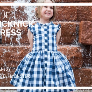 Child Dress PDF Sewing Pattern, The Picknick Dress Sized 12mo to 12y