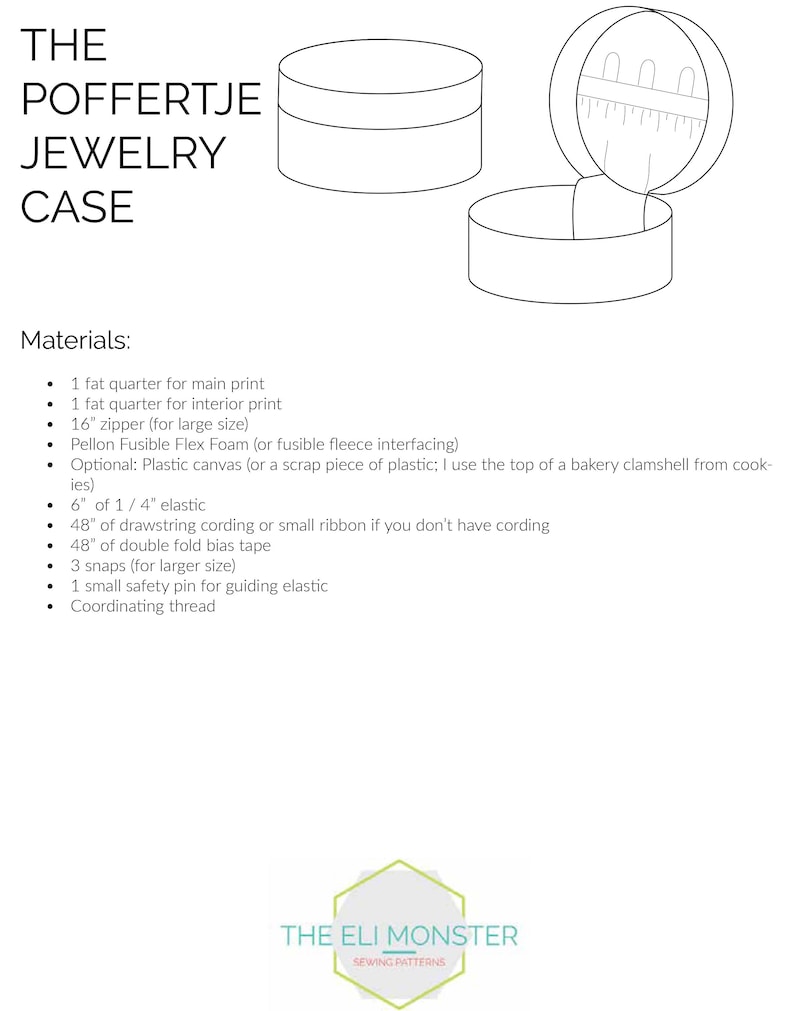 Poffertje Jewelry Case Sewing Pattern: Travel Organizer (PDF Pattern ...