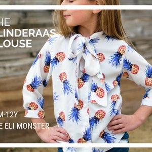 Child Bow Blouse PDF Sewing Pattern, The Vlinderaas Blouse Sized 18m to 12y