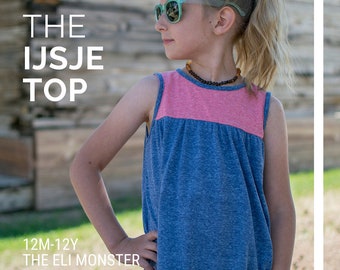 Girl Sleeveless Blouse PDF Sewing Pattern, The Ijsje Top Sized 2y to 12y