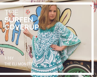 Swim Cover Up PDF Sewing Pattern, The Surfen Cover Up Sized 1y to 16y