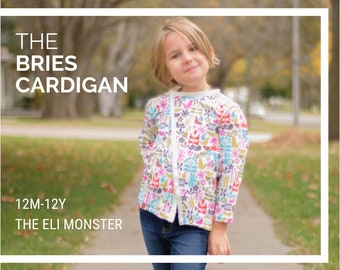 Girls Asymmetrical Snap or Button Cardigan PDF Sewing Pattern-The Bries Cardigan