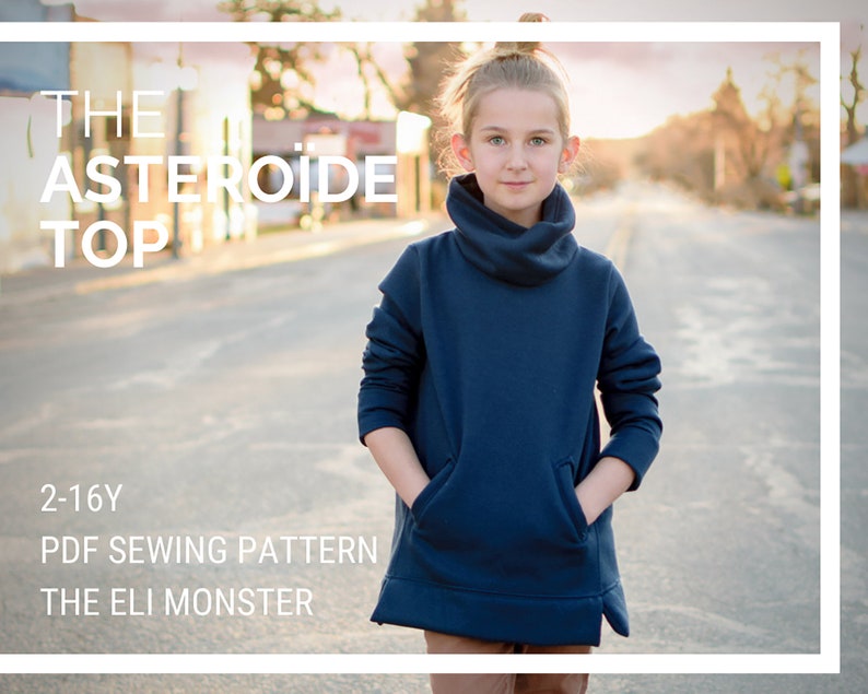 Child Sweatshirt PDF Sewing Pattern, The Asteroïde Shirt Sized 2Y to Teen 16 image 1