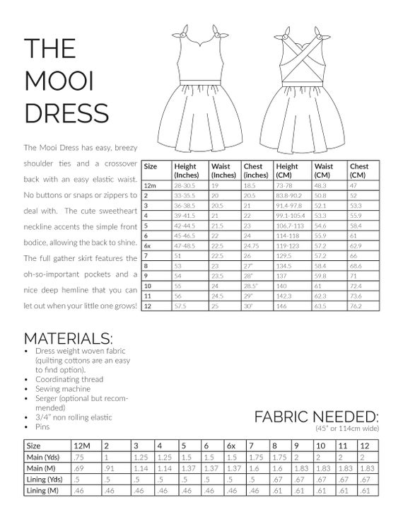 Bepalen Contour verticaal Child Dress PDF Sewing Pattern the Mooi Dress Sized 12mo to - Etsy