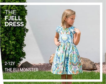 Girl Peasant Dress PDF Sewing Pattern, The Fjell Dress Sized 2y to 12y