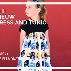 Child Dress PDF Sewing Pattern, The Nieuw Dress and Tunic Sized 18mo to 12y, Tunic Sewing Pattern