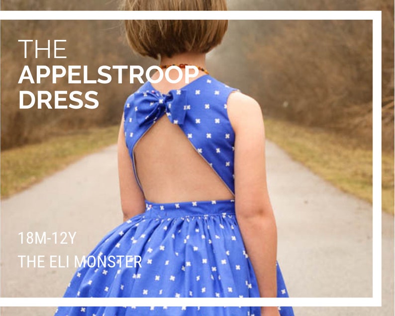 Girl Dress PDF Sewing Pattern, The Appelstroop Dress Sized 18mo to 12y image 1