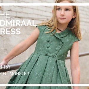 Girl Party Dress Double Button Short Sleeve Sewing Pattern The Admiraal Dress