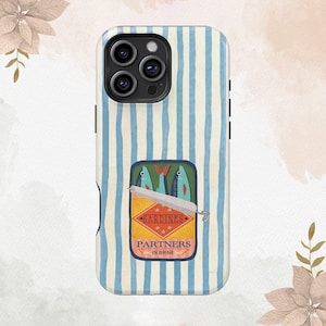 Italian Retro Tinned Fish Sardine iPhone Case For iPhone 16 15 14 13 12 11 Plus Pro Max Tough MagSafe Galaxy S25 S24 S22 S21 Ultra Gift Case