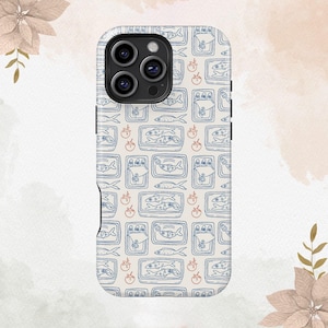 Retro Sardines Phone Case Summer Fish Lover Gift Cover Fits For iPhone 16 15 14 13 12 11 Plus Pro Max MagSafe Galaxy S25 S24 S22 Ultra Cover