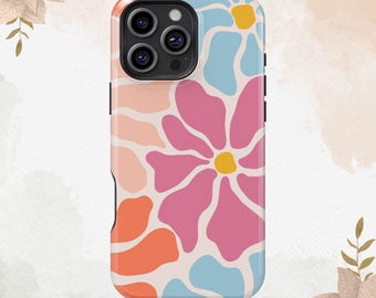Funda artística con diseño floral retorcido y lirios esparcidos, bonitas flores de colores para iPhone 16, 15, 14, 13, 12 y 11 Pro Max, MagSafe para Galaxy S25, S24 y S23 Ultra.