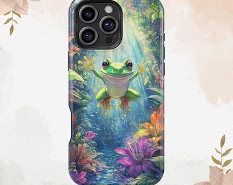 Frog and Toad Flower Phone Case Green Aesthetic Cover iPhone 16 15 14 13 12 11 8 Plus Pro Max MagSafe Case Galaxy S25 S24 S23 S22 Ultra Case