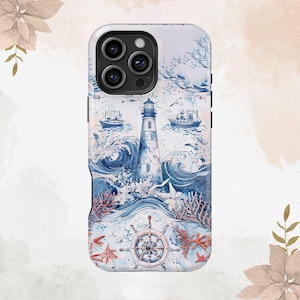 Nautical Lighthouse Coastal Seaside Adventure Cover For iPhone 16 15 14 13 12 11 XS XR 8 Plus Pro Max MagSafe Galaxy S25 S24 S23 Ultra Cover