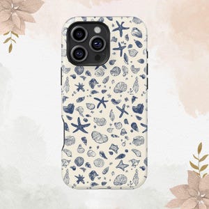 Retro Sea Shell Phone Case Ocean Aesthetic Case iPhone 16 15 14 13 12 11 Plus Pro Max MagSafe Case Galaxy S24 S23 S22 Plus Ultra Phone Case