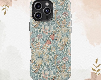 Funda William Morris para iPhone 16, 15, 14, 13, 12, 11, 8, 7 Plus, Pro Max, MagSafe, funda para Galaxy S24, S23, S22, S21, S20 Plus Ultra