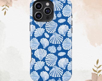 Vintage Sea Shells Natural Pattern Beachy Tropical For iPhone 16 15 14 13 12 11 Plus Pro Max Tough MagSafe Galaxy S25 S24 Ultra Phone Cover