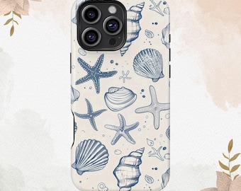 Vintage Exquisite Shells Conch And StarfishFor iPhone 16 15 14 13 12 11 8 Plus Pro Max Tough MagSafe Galaxy S25 S24 S23 FE Ultra Phone Cover