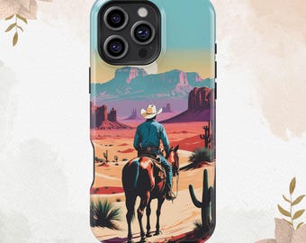 Desert Wild West Cowboy Adventure Themed iPhone 16 15 14 13 12 11 XS 8 Plus Pro Max MagSafe Case Galaxy S25 S24 S23 S22 Ultra Phone Cover