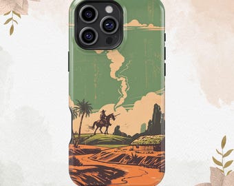 Retro Wild West Cowboy Country Cowboy Theme iPhone 16 15 14 13 12 11 XS 8 Plus Pro Max MagSafe Case Galaxy S25 S24 S23 S22 Ultra Phone Cover