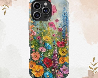 Charming Art Oil Painting Flowers For iPhone 16 15 14 13 12 11 XS XR Plus Pro Max MagSafe Case Galaxy S25 S24 S23 S22 S21 FE Plus Ultra Case