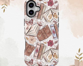 Butterfly Bookshelf Themed Phone Case | iPhone 16 15 14 13 12 11 8 7 Plus Pro Max MagSafe Case | Galaxy S24 S23 S22 Plus Ultra Phone Case