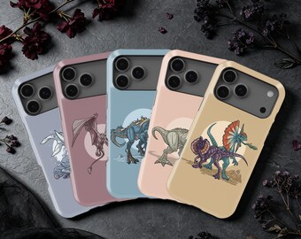 Funda para teléfono con diseño de dinosaurios de dibujos animados / iPhone 17 16 15 14 13 12 11 8 7 Plus Pro Max MagSafe / Galaxy S26 S24 S23 S22 S21 Ultra
