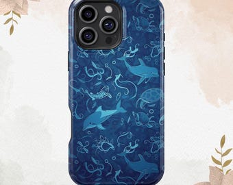 Whale Shark Coral Reef Cute Dolphin Sea Turtle Ocean Protective iPhone 16 15 14 13 12 11 Plus Pro Max MagSafe Case Galaxy S25 S24 Ultra Case