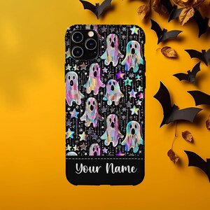 Hard case iPhone-spook Halloween / iPhone-hoesje aangepaste naam / spookachtig herfst iPhone-hoesje / Halloween-cadeau voor haar / hoesje gepersonaliseerd monogram