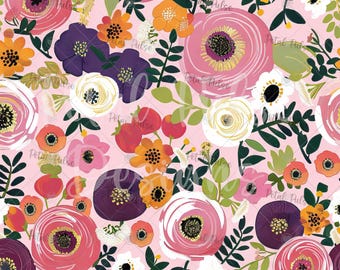 Fall watercolor Floral Seamless Pattern/ summer autumn rose flower seamless file/ wildflower seamless print/ winter digital paper seamless