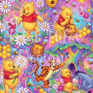 Modèle sans couture ours et ses amis / Impression transparente ourson / Sublimation de fichier papier numérique animal néon