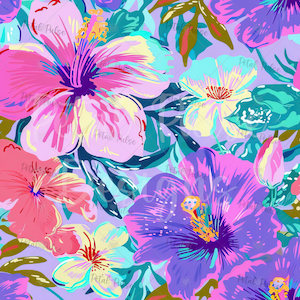 Preppy Hibiscus seamless pattern/ Tropical flower Seamless file/  summer seamless/ fabric sublimation/ digital wallpaper/ watercolor seamles