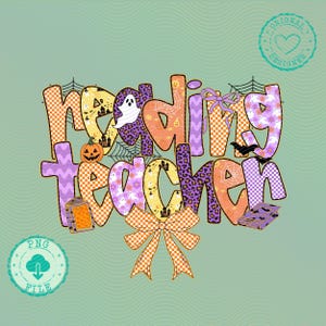 Preppy Gruselige Lesung Lehrer Png Halloween Png Geist Png Gruselige Jahreszeit Png Retro Halloween Png Preppy Halloween Lehrer Png Sublimation