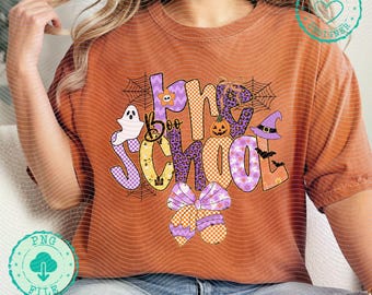 Halloween Pre-K PNG  Preppy Spooky Back to School Floral PNG First Day Of School png Preppy School png School png Kids Shirt Sublimation