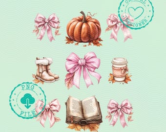 Fall Pumpkins png, Coquette png, Fall Floral Png, Trendy fall design, Fall Png, Pink Bow coquette png, Autumn Sublimation, Pumpkin Patch