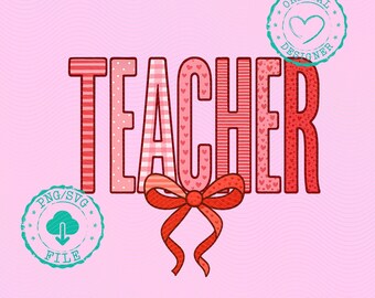 Preppy Teacher PNG Teaching Png, Preppy Coquette Teacher Png Teacher Life png Back to school sublimation, Teacher Gift png digital download