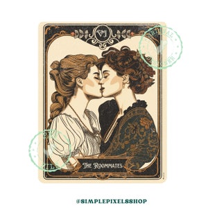 Lesbische Pride-tarotkaart png, en ze waren kamergenoten png, historici zouden noemen png, lesbische vriendin png, LGBTQ Pride queer