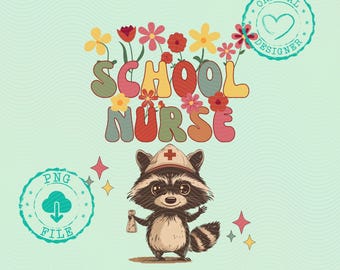 School nurse png, Floral Nurse Png, Raccoon School Png, Back to school png, Nurse Png, Nursing png, png nurse clipart medical png nurse life