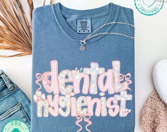 Dental Hygienist Digital PNG Design Coquette Floral Bow Sublimation PNG Trendy Printable Download for Cute Aesthetic Shirt dental office png