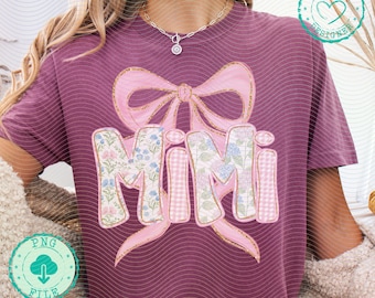 Preppy Mimi Shirt PNG | Floral Bow Mimi Sublimation Design | Vintage Retro Grandmother PNG | Cute Mimi SVG for Cricut & Sublimation