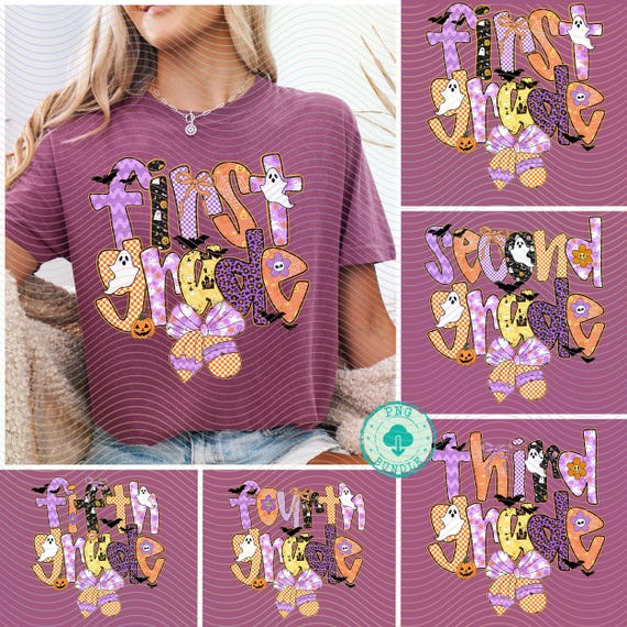 Halloween school png Halloween teacher png designs School Grades Png Coquette Pencil bow 1st 2nd 3rd 4th 5th Doodle Hand Drawn Teacher Png
