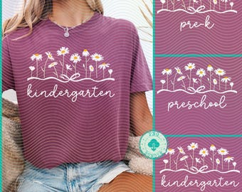 Back to school Png Teacher Daisy Png Floral Teacher Kindergarten Shirt Design Pre k Teacher Png Teacher Appreciation Teacher Preschool Png