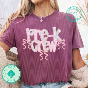 Pre-K Crew PNG Preppy Back to School Floral PNG First Day Of School png Preppy School png Kids Shirt  Sublimation Teacher Png Teacher life