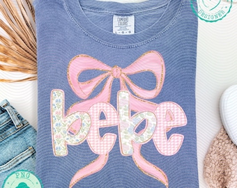 Coquette Bebe PNG | Floral Pink Bow Sublimation Design | Aesthetic Preppy Bebe Shirt PNG | Cute Bebe Gift Idea for Cricut & Printing