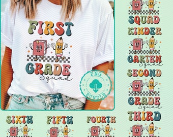School Grades Squad png, 8 Teacher design Bundle, 1st grade squad, second grade Squad png 4th grade Squad shirt png, teacher shirts png,