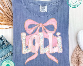 Coquette Lolli PNG | Floral Pink Bow Sublimation Design | Aesthetic Preppy Lolli Shirt PNG | Cute Lolli Gift Idea for Cricut & Printing