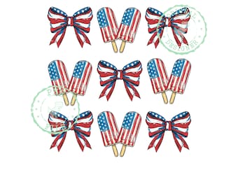 Patriotic Popsicle Png, Bow Coquette png, American Flag Design png, 4th of July png, Retro Popsicle png, Bow png, independence day png, usa