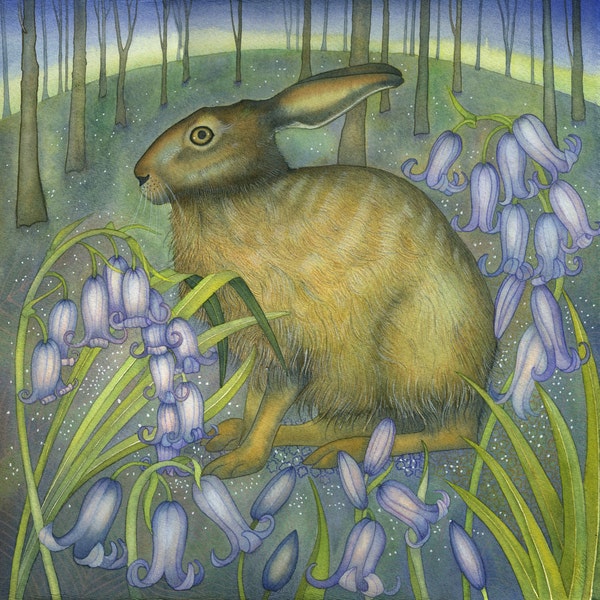 Fine art print of an original painting:'The Bluebell Hare'