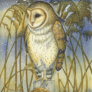 Carte de vœux unique d’un tableau original: 'The Tender Owl'.