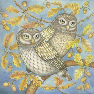 Fine art print of an original painting: &#39;Two Little Owls&#39;